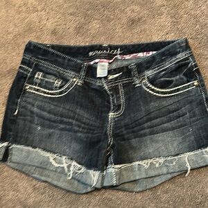 Maurices Dark Blue Distressed Cuffed Denim Shorts